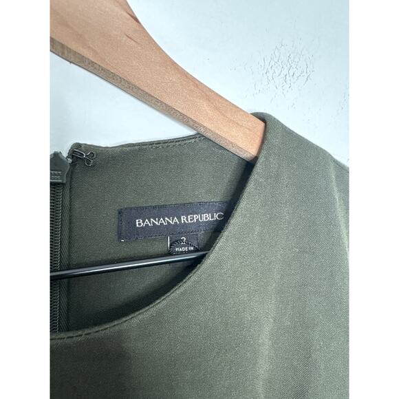 Banana Republic Bi Stretch Short Sleeve Sheath Dress Size 2 Olive Green Bodycon - Picture 6 of 10
